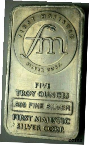  アンティークコイン コイン 金貨 銀貨  5 Oz 999 Silver Bar First Majestic Silver Corp. Northwest Territorial Mint Bar !