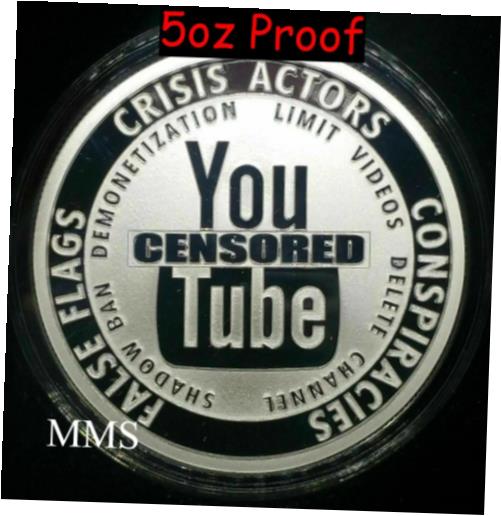 【極美品/品質保証書付】 アンティークコイン コイン 金貨 銀貨 [送料無料] 2022 5oz YouTube Censored Proof Silver Shield InfoIndCom #1 You Tube PRESALE