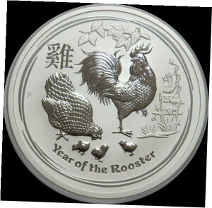 2017 P シルバー オーストラリア 5 オンス コイン 8 ドルの旧暦の酉年をカプセルに封入2017 P SILVER AUSTRALIA 5 OZ COIN $8 LUNAR YEAR OF THE ROOSTER IN CAPSULE