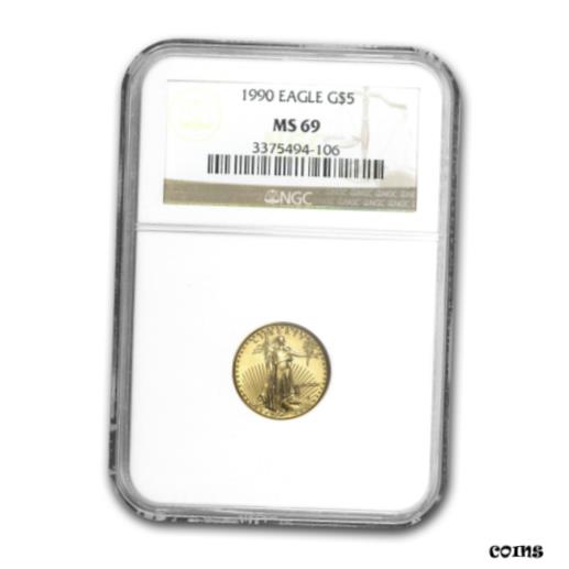 【極美品/品質保証書付】 アンティークコイン コイン 金貨 銀貨 [送料無料] 1990 1/10 oz Gold American Eagle MS-69 NGC - SKU #18569
