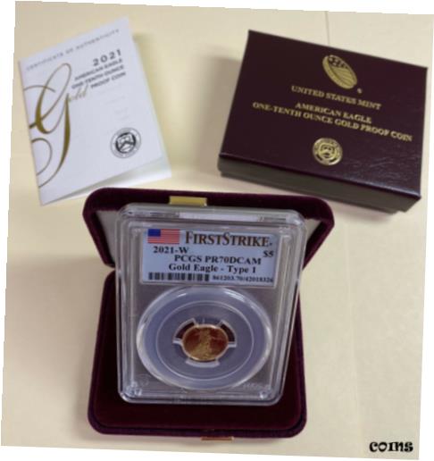 yɔi/iۏ؏tz AeB[NRC RC   [] 2021 W $5 1/10oz Proof American Gold Eagle Type 1 PCGS PR70 DCAM First Strike