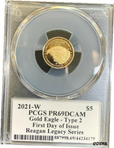 ڶ/ʼݾڽա ƥ    [̵] PCGS PR69 DCAM 2021-W $5 Gold Eagle, Type-2, First Day, Reagan Legacy Series.!