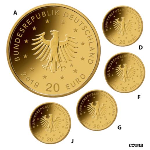 【極美品/品質保証書付】 アンティークコイン 金貨 Germany 5 x 20 Euro 2019-Peregrine Falcon (4.) Set-ADFGJ - 19,45 GR GOLD ST- [送料無料] #gof-wr-009999-10462