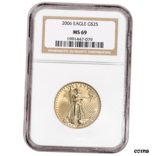 【極美品/品質保証書付】 アンティークコイン 金貨 2006 American Gold Eagle 1/2 oz $25 - NGC MS69 [送料無料] #got-wr-009999-574