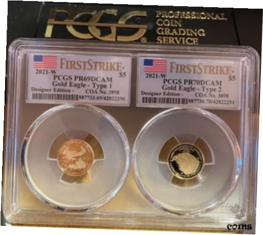  アンティークコイン 金貨 2021-W Gold Designer Set FIRST STRIKE PR69/70DCAM PCGS dual encapsulation w/COA  #got-wr-009999-9313