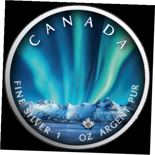 ڶ/ʼݾڽա ƥ    [̵] Polar Lights Jasper National Park 2020 1 OZ Silver Canada colour Aurora Borealis