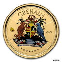 2021 グレナダ 1 オンス ゴールド紋章 (色付き) - SKU#2422302021 Grenada 1 oz Gold Coat of Arms (Co...