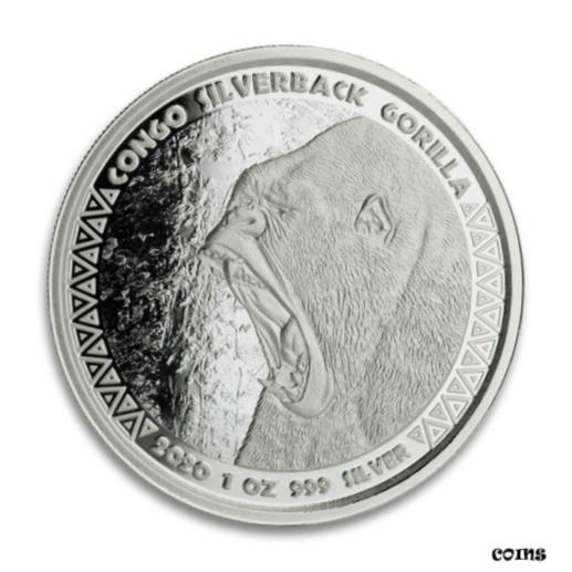 【極美品/品質保証書付】 アンティークコイン コイン 金貨 銀貨 [送料無料] 2020 Republic of Congo Prooflike Silverback Gorilla 1oz silver coin IN CAPSULE!
