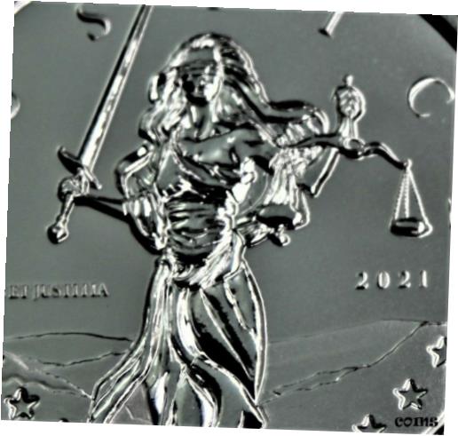 yɔi/iۏ؏tz AeB[NRC RC   [] 2021 LADY JUSTICE Gibraltar 1 oz .999 silver coin Scottsdale in capsule.