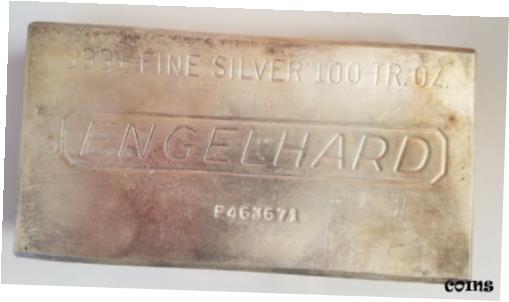 yɔi/iۏ؏tz AeB[NRC  VINTAGE 100 TROY OZ ENGELHARD 999+ FINE SILVER BAR - SN:P463671 [] #sof-wr-010022-901