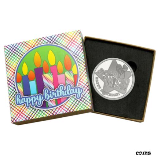 yɔi/iۏ؏tz AeB[NRC RC   [] 2022 Make a Wish Happy Birthday 1oz .999 Silver Round by SilverTowne in Gift Box