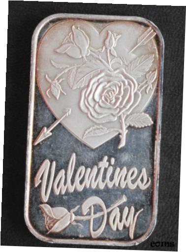  アンティークコイン コイン 金貨 銀貨  1998 Silver Towne Valentines Day Silver Art Bar P1571