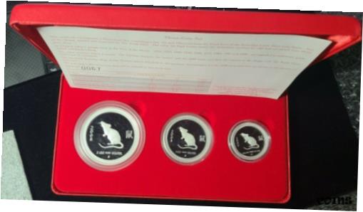 【極美品/品質保証書付】 アンティークコイン 銀貨 2008 Mouse Australian Lunar Series 1 Silver Three Coin Proof Set [送料無料] #scf-wr-010031-1667
