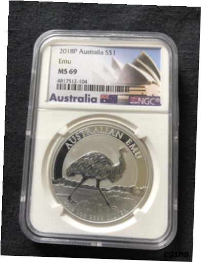 【極美品/品質保証書付】 アンティークコイン コイン 金貨 銀貨 [送料無料] 2018-P SILVER AUSTRALIA $1 EMU COIN NGC-MS69 (LIMITED LABEL)