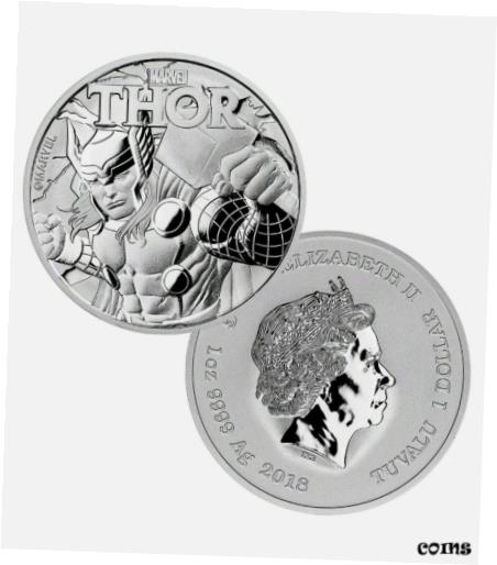 yɔi/iۏ؏tz AeB[NRC RC   [] 2018 $1 Tuvalu 1 oz .999 Silver Marvel Series Thor BU In Capsule 1oz