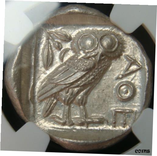 古代ギリシャ。アッティカ。アテネ。アテナフクロウ テトラドラクマ 紀元前 440 〜 404 年 NGC 造幣局Ancient Greece. Attica. Athens. Athena Owl Tetradrachm 440-404 BC NGC MINT STATE