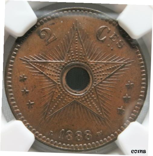 コンゴ自由国 ベルギー 2 サンチーム 1888 NGC MS 63 BN UNCCONGO FREE STATE Belgium 2 centimes 1888 NGC MS 63 BN UNC