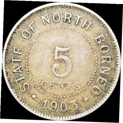 yɔi/iۏ؏tz AeB[NRC RC   [] 1903 State of North Borneo 5 Cents KM #5 Foreign Coin Better Type