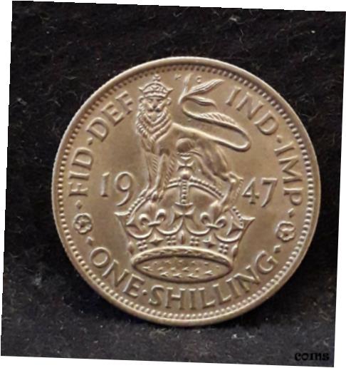 【極美品/品質保証書付】 アンティークコイン コイン 金貨 銀貨 [送料無料] 1947-E Great Britain shilling, English crest, better grade, KM-864 (GB14) /N59