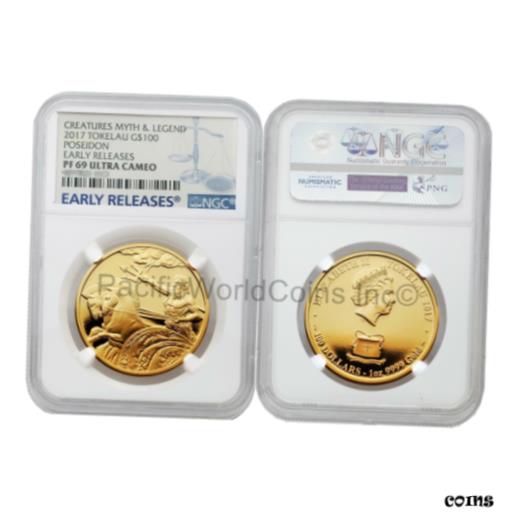 【極美品/品質保証書付】 アンティークコイン 金貨 Tokelau 2017 Creatures Myth & Legend Poseidon $100 Gold NGC PF69 ULTRA CAEMO ER [送料無料] #got-wr-010165-373