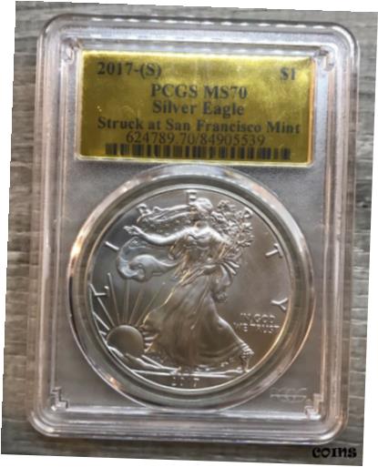 ڶ/ʼݾڽա ƥ    [̵] 2017-S American Silver Eagle ~ PCGS MS70 ~ Gold Foil Label (ZA~305)