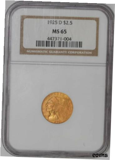 【極美品/品質保証書付】 アンティークコイン 金貨 1925-D $2 1/2 Gold Indian $2.5 MS65 NGC 936260-3 [送料無料] #got-wr-010174-100