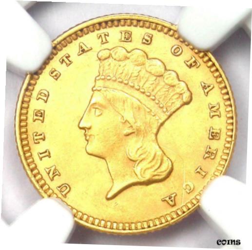  アンティークコイン コイン 金貨 銀貨  1874 Indian Gold Dollar G$1 Coin - NGC Uncirculated Details (UNC MS - Scratches)