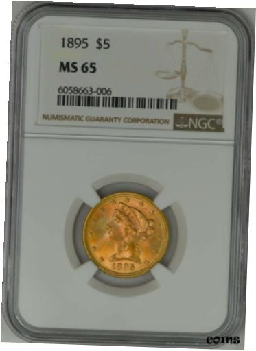 【極美品/品質保証書付】 アンティークコイン 金貨 1895 $5 Gold Liberty MS65 NGC 945256-6 [送料無料] #got-wr-010175-1600