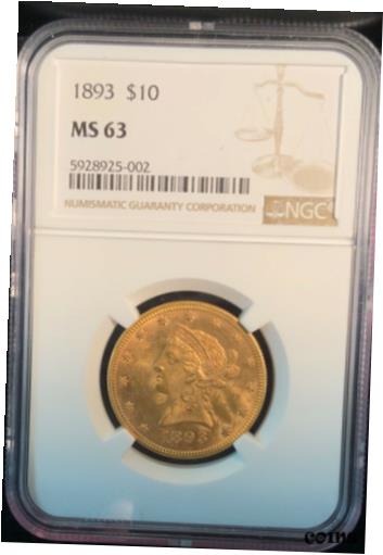 ڶ/ʼݾڽա ƥ  1893 $10 NGC MS 63 Liberty Head Gold Eagle F...