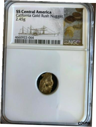 【極美品/品質保証書付】 アンティークコイン 金貨 SS CENTRAL AMERICA SSCA SHIPWRECK 2.45 GRAM GOLD NUGGET FROM SECOND RECOVERY 送料無料 gof-wr-010192-174