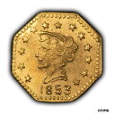 yɔi/iۏ؏tz AeB[NRC RC   [] 1853-Dated Octagonal California Gold Token - .5 g - Wreath #4d - SKU-G1444