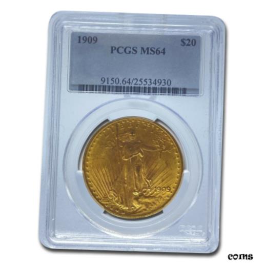 【極美品/品質保証書付】 アンティークコイン 金貨 1909 $20 Saint-Gaudens Gold Double Eagle MS-64 PCGS - SKU#73946 [送料無料] #got-wr-010193-1025