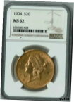 【極美品/品質保証書付】 アンティークコイン 金貨 1904 Gold Double Eagle NGC MS 62 [送料無料] #got-wr-010193-1277