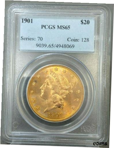 【極美品/品質保証書付】 アンティークコイン 金貨 1901 $20 Gold Liberty Double Eagle PCGS MS65 OLD HOLDER LOW MINTAGE HIGH GRADE [送料無料] #got-wr-010193-1852