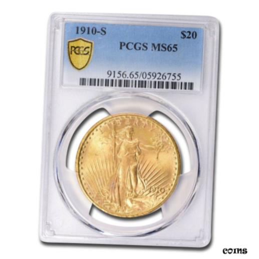 【極美品/品質保証書付】 アンティークコイン 金貨 1910-S $20 Saint-Gaudens Gold Double Eagle MS-65 PCGS - SKU #93953 [送料無料] #got-wr-010193-2700