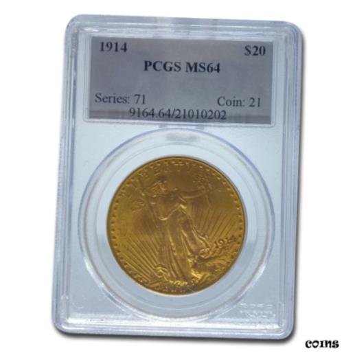 【極美品/品質保証書付】 アンティークコイン 金貨 1914 $20 Saint-Gaudens Gold Double Eagle MS-64 PCGS - SKU#67240 [送料無料] #got-wr-010193-2841