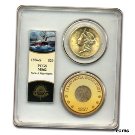 【極美品/品質保証書付】 アンティークコイン 金貨 1856-S $20 Liberty Gold Double Eagle MS-62 PCGS (Cen Am. High S) - SKU#249079 [送料無料] #got-wr-010193-2852