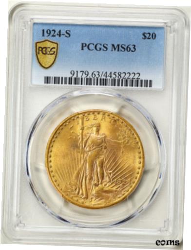 【極美品/品質保証書付】 アンティークコイン 金貨 1924-S $20 Saint-Gaudens Gold Double Eagle MS63 PCGS 44582222 [送料無料] #got-wr-010193-286