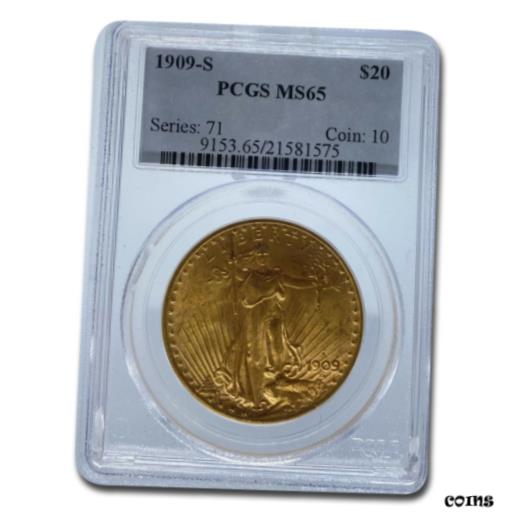 【極美品/品質保証書付】 アンティークコイン 金貨 1909-S $20 Saint-Gaudens Gold Double Eagle MS-65 PCGS - SKU #72331 [送料無料] #got-wr-010193-2892