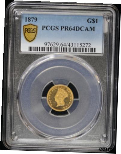 【極美品/品質保証書付】 アンティークコイン 金貨 1879 Gold Proof $1 Dollar Indian Princess Head PCGS PR 64 DCAM Deep Cameo PF [..