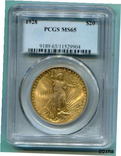 【極美品/品質保証書付】 アンティークコイン 硬貨 1928 $20 ST. GAUDENS Double Eagle PCGS MS65 SAINT MS-65 BEAUTIFUL Older Holder [送料無料] #oot-wr-010193-3753