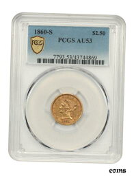 【極美品/品質保証書付】 アンティークコイン 金貨 1860-S $2 1/2 PCGS AU53 - Scarce S-Mint - 2.50 Liberty Gold Coin - Scarce S-Mint [送料無料] #gct-wr-010193-499