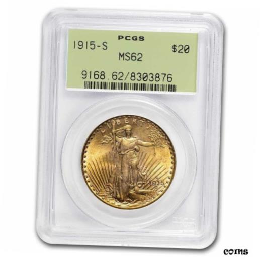 【極美品/品質保証書付】 アンティークコイン 金貨 1915-S $20 Saint-Gaudens Gold Double Eagle MS-62 PCGS - SKU#1569 [送料無料] #got-wr-010193-856