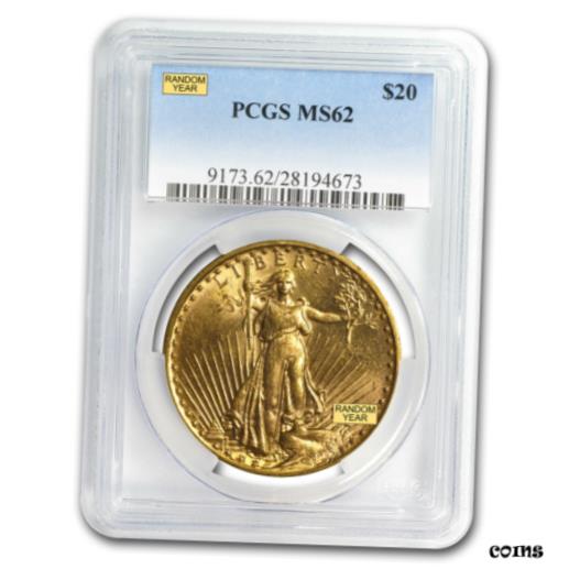 【極美品/品質保証書付】 アンティークコイン 金貨 $20 Saint-Gaudens Gold Double Eagle MS-62 PCGS (Random) - SKU #7222 [送料無料] #got-wr-010193-979