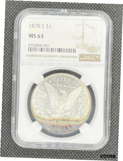 yɔi/iۏ؏tz AeB[NRC RC   [] 1878 S $1 Morgan Silver Dollar NGC MS63 Rainbow / Toned / Color