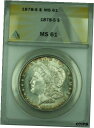 yɔi/iۏ؏tz AeB[NRC RC   [] 1878-S Morgan Silver Dollar $1 Coin ANACS MS-61 Looks Undergraded Rim Tone (30)