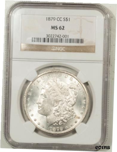 【極美品/品質保証書付】 アンティークコイン 硬貨 1879-CC MORGAN DOLLAR - NGC MS-62, BLAST WHITE & PREMIUM QUALITY! [送料無料] #oot-wr-010196-527