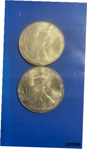 楽天金銀プラチナ　ワールドリソース【極美品/品質保証書付】 アンティークコイン コイン 金貨 銀貨 [送料無料] （2） 2002 American Silver Eagle US Mint Walking Liberty Coins 1oz .999 fine