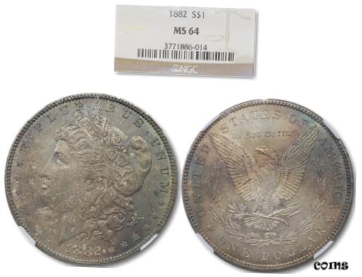 とても素敵なトーニング 1882 モーガン シルバー ダラー $1 NGC MS-64 KVE Investments LLCExtremely NICE TONING 1882 Morgan Silver Dollar $1 NGC MS-64 KVE Investments LLC