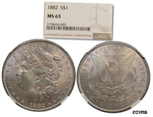  アンティークコイン コイン 金貨 銀貨  Extremely NICE 1882 Morgan Silver Dollar $1 NGC MS63 KVE Investments, LLC